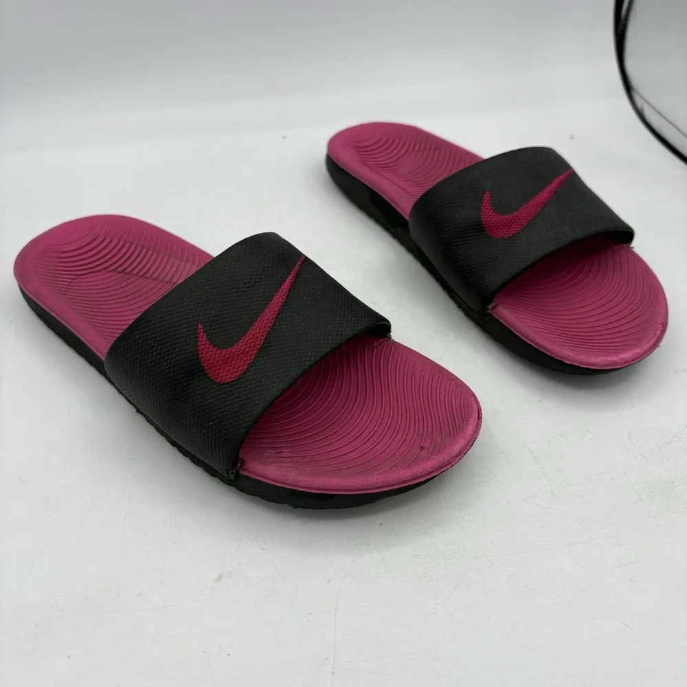 Nike Shoes Girls Youth Size 3 Y Kawa Black Pink Slides Sandals Kid 819353-001